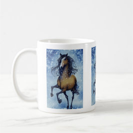 Schönes Whimsical Pferd im Schnee Winter Kaffeetasse