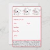 Schönes White Baby Girl Elephant Einladung (Rückseite)