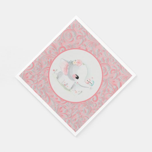 Schönes White Baby Girl Elephant Serviette (Ecke)