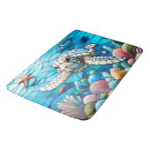 Schönes White Baby Sea Schildkröte Schwimmen Badematte (Schrägansicht)