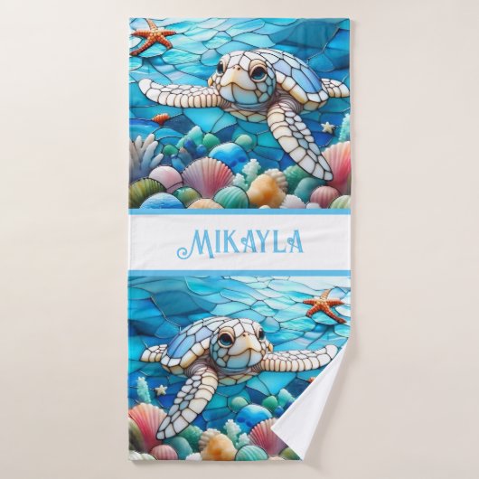 Schönes White Baby Sea Schildkröte Schwimmen Badhandtuch Set (Badehandtuch)
