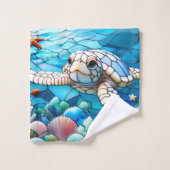 Schönes White Baby Sea Schildkröte Schwimmen Badhandtuch Set (Waschlappen)
