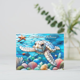 Schönes White Baby Sea Schildkröte Schwimmen Postkarte