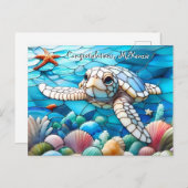 Schönes White Baby Sea Schildkröte Schwimmen Postkarte (Vorne/Hinten)