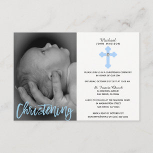 Schönes White Cross Boy FOTO Christening Einladung