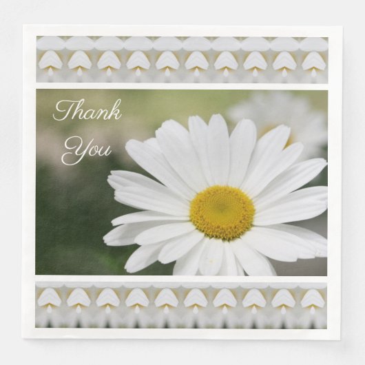 Schönes White Daisy Papier Napkins zu personalisie Serviette (Vorderseite)