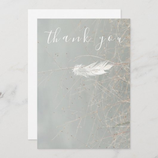 Schönes White Feather Blue Flat Danke Karte (Vorne/Hinten)