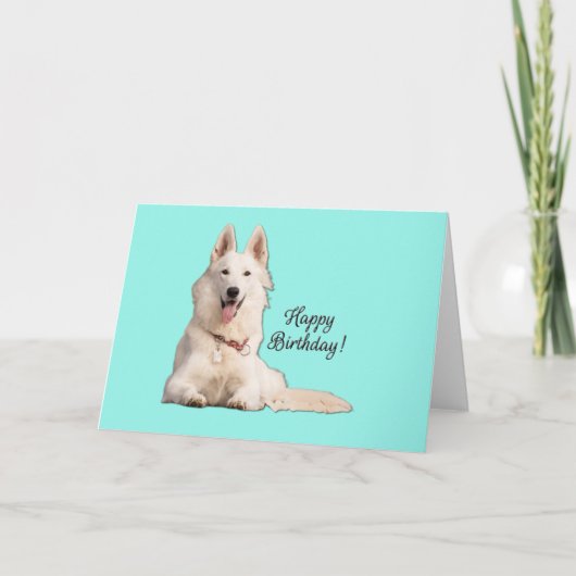 Schönes White German Shepherd Happy Birthday Karte (Vorderseite)