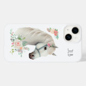 Schönes White Horse Head Boho Floral Monogram Case-Mate iPhone Hülle (Rückseite (Horizontal))