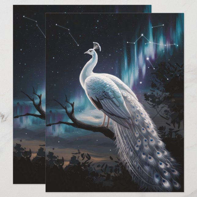 Schönes White Peacock Landschaftliches Scrapbook (Vorne/Hinten)