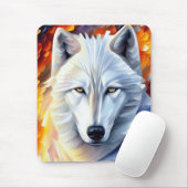 Schönes White Wolf Gemälde Mousepad (Mit Mouse)