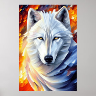 Schönes White Wolf Gemälde Poster