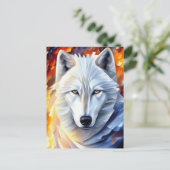Schönes White Wolf Gemälde Postkarte (Stehend Vorderseite)