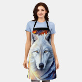 Schönes White Wolf Gemälde Schürze (Getragen)