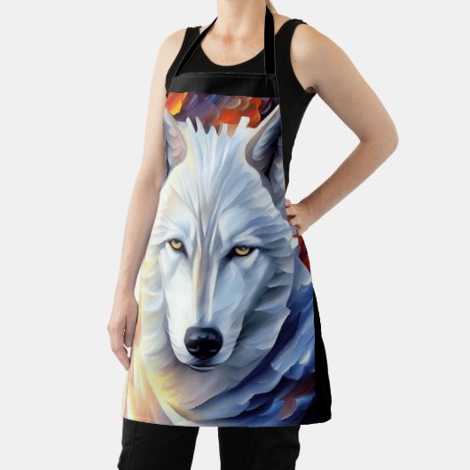 Schönes White Wolf Gemälde Schürze (InSitu)