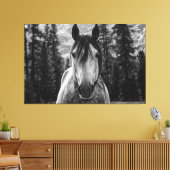Schönes Wild Spirited Horse Black and White Leinwanddruck (Insitu (Wohnzimmer))