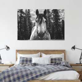 Schönes Wild Spirited Horse Black and White Leinwanddruck