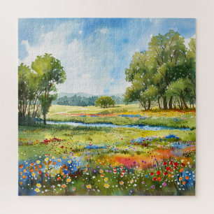 Schönes Wildblume-Feld für Wasserfarben Puzzle