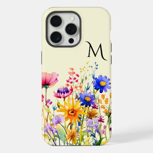 Schönes Wildblumengarten-Monogramm iPhone Hülle (Rückseite)