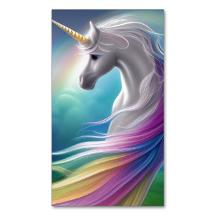 Schönes, wildes, opaleszierendes Einhorn, langer R Magnetische Visitenkarte
