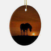 Schönes Wildes Pferd im Sonnenaufgang Keramik Ornament (Rechts)