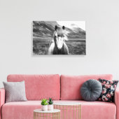 Schönes Wildpferd Schwarz und Weiß Leinwanddruck (Insitu (Wohnzimmer))