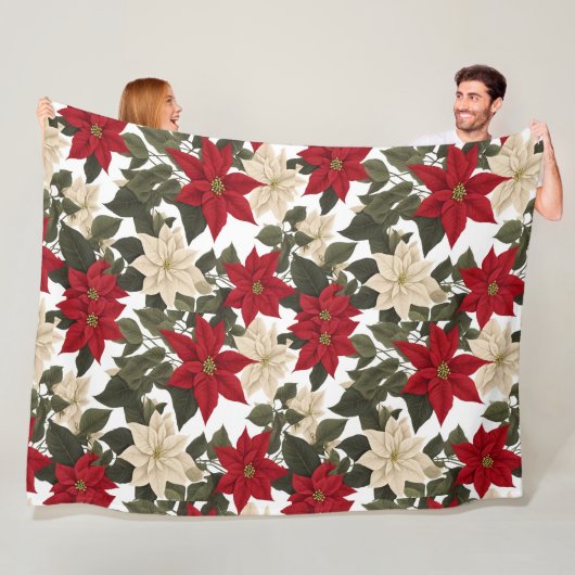 Schönes Winter Blume Winterrot Blume grün Fleecedecke (Beispiel)