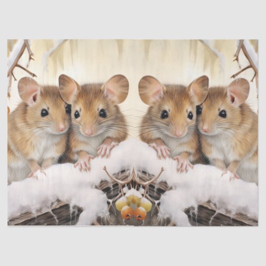 Schönes Winter Mice Decoupage Tissue Seidenpapier (Vorderseite)