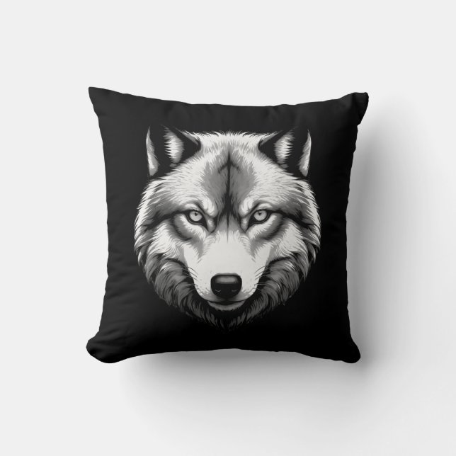 Schönes Wolf Face Kissen (Vorderseite)