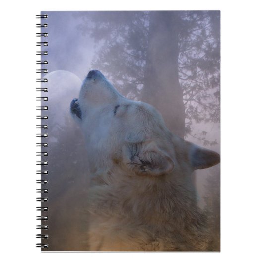 Schönes Wolf- und Moon-Notebook Notizblock (Vorderseite)