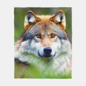 Schönes Wolfskopfbild Fleecedecke (Vorderseite)