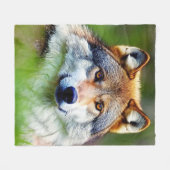 Schönes Wolfskopfbild Fleecedecke (Vorderseite (Horizontal))