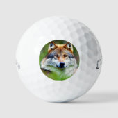 Schönes Wolfskopfbild Golfball (Vorderseite)