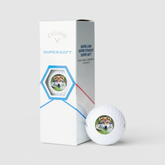 Schönes Wolfskopfbild Golfball (Verpackung)