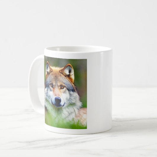 Schönes Wolfskopfbild Kaffeetasse (Vorderseite Links)