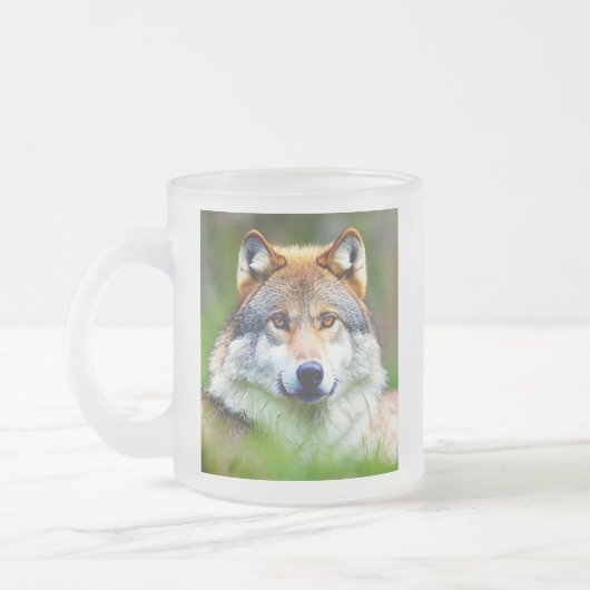 Schönes Wolfskopfbild Mattglastasse (Links)