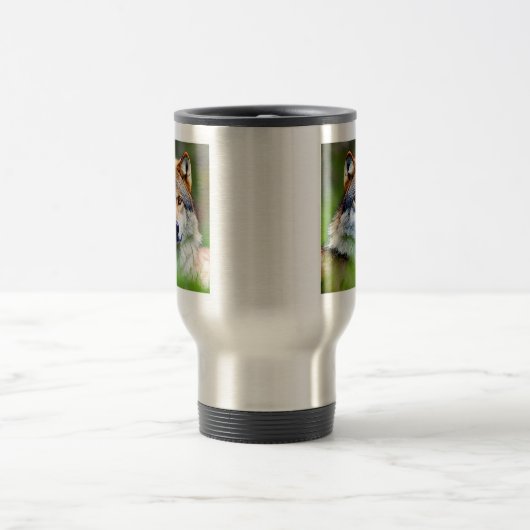 Schönes Wolfskopfbild Reisebecher (Mittel)