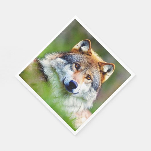 Schönes Wolfskopfbild Serviette (Ecke)