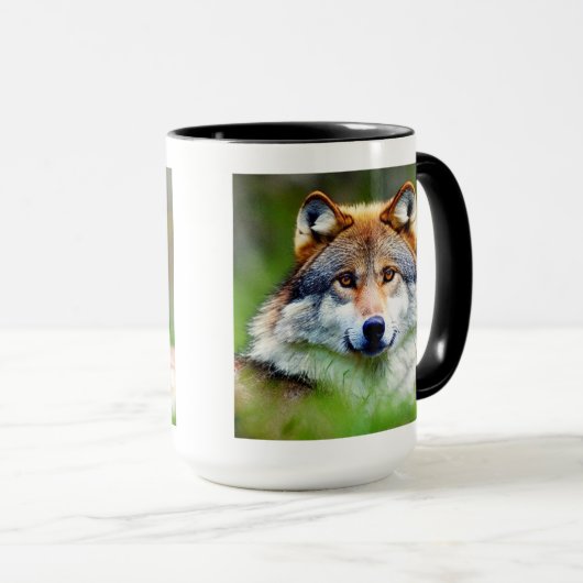 Schönes Wolfskopfbild Tasse (VorderseiteRechts)