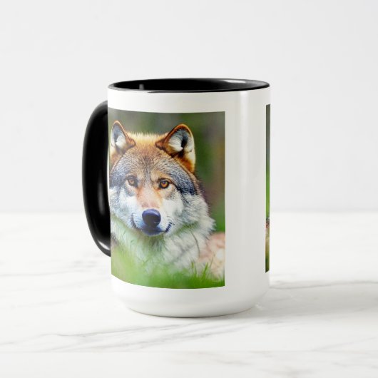 Schönes Wolfskopfbild Tasse (Vorderseite Links)