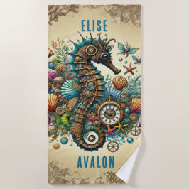 SCHÖNES, WUNDERSCHÖNES STEAMPUNK-SEEPFERD PERSONAL STRANDTUCH