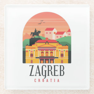 Schönes Zagreb Kroatien Stadtbild Vintage Glasuntersetzer