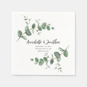 Schönes, zartes Eukalyptus foliage Hochzeitsstich  Serviette