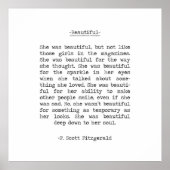 Schönes Zitat F Scott Fitzgerald Poster (Vorne)