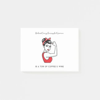 Schönes Zitat hinter jeder erfolgreichen Frau ist Post-it Klebezettel