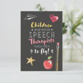 Schönes Zitat - Sprechtherapeuten Dankeskarte (Stehend Vorderseite)