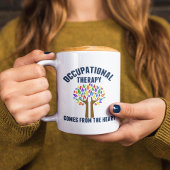 Schönes Zitat zur Arbeitstherapie Kaffeetasse