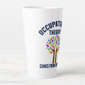 Schönes Zitat zur Arbeitstherapie Milchtasse (Vorderseite)