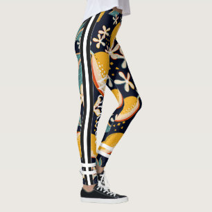 Schönes Zitrusmuster l Workout l Navy Blau Leggings