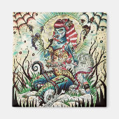 Schönes Zombie Button auf Mädchen Magnet. Magnet (Vorne)